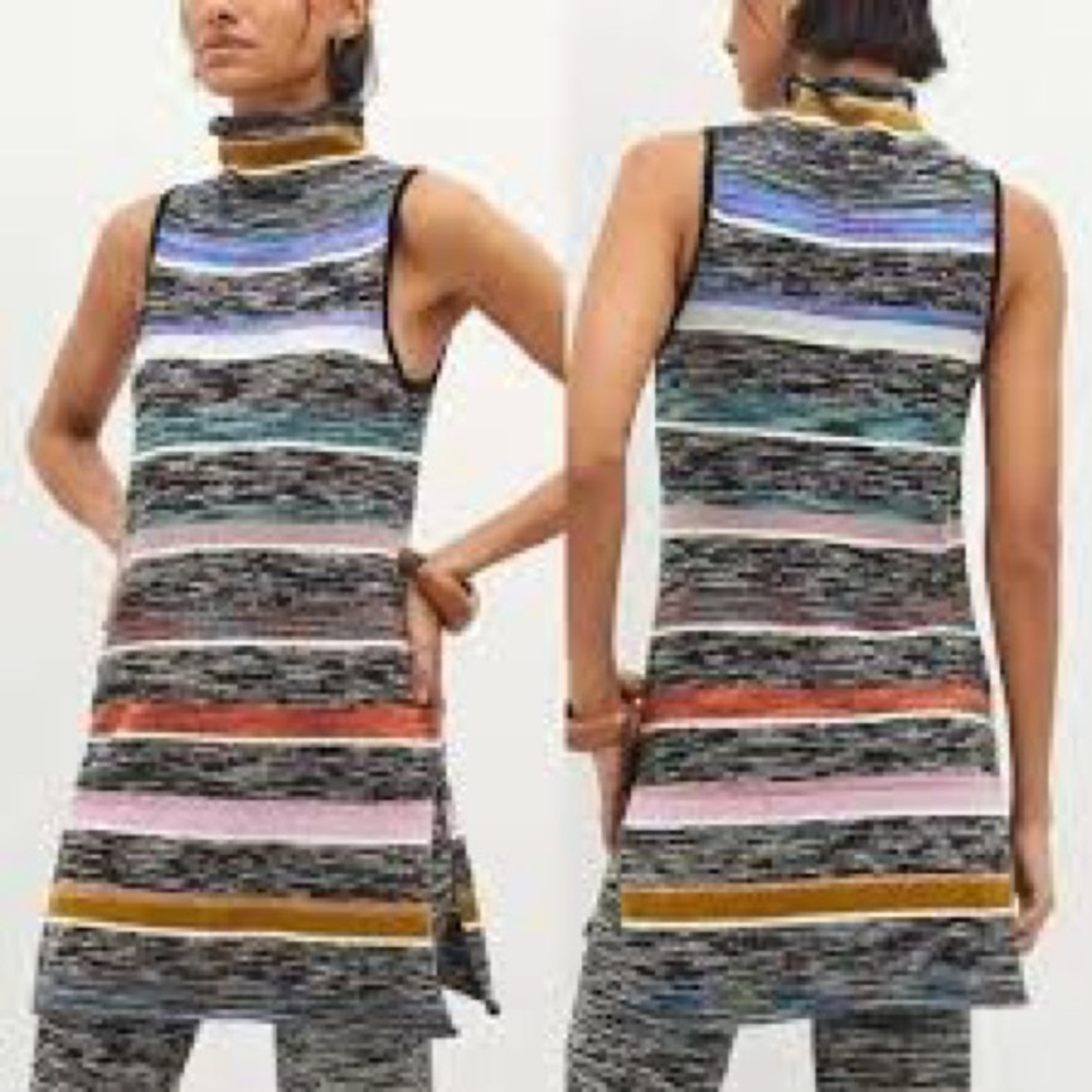 By Anthropologie Space Dyed Knit Turtleneck Sleeveless Tunic ~ Medium NEW W TAGS